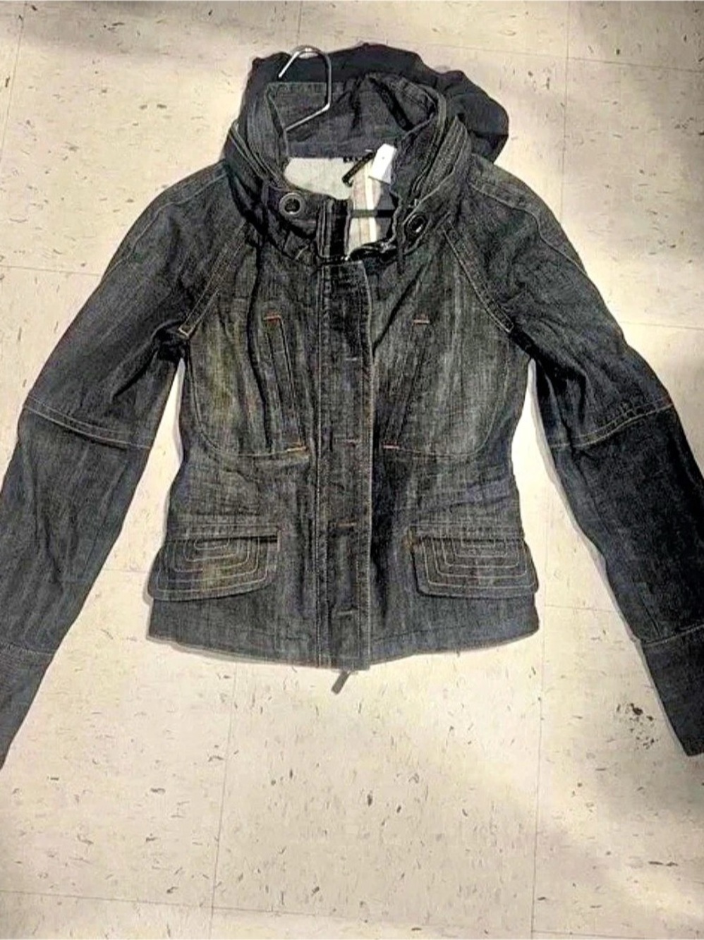 Free People Flawless Hooded Denim Jacket Black